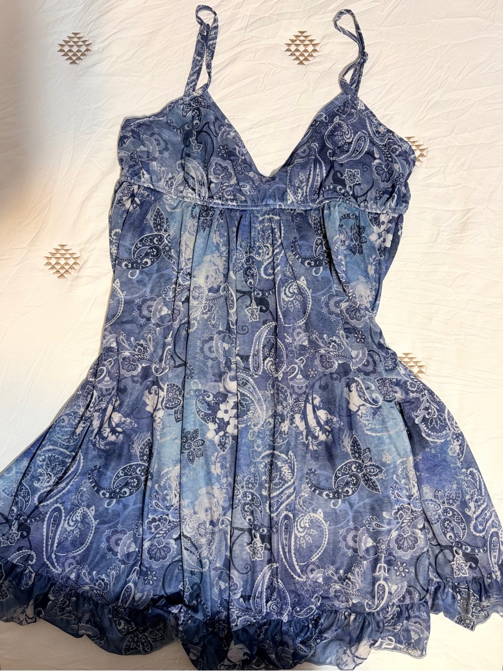 Blue Paisley Summer Slip Dress
